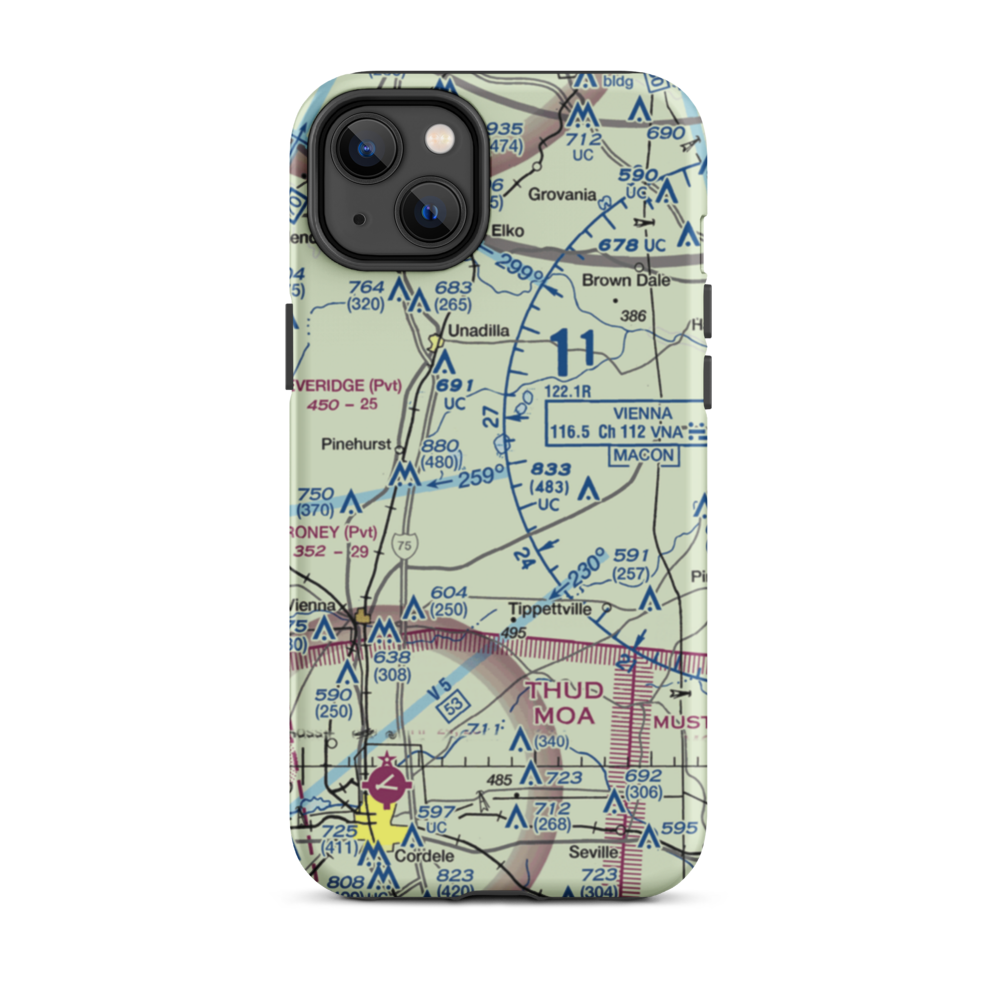 A & C AG Aviation Inc (CHAN) VFR Sectional  Tough iPhone Case iPhone 14 Plus model shown