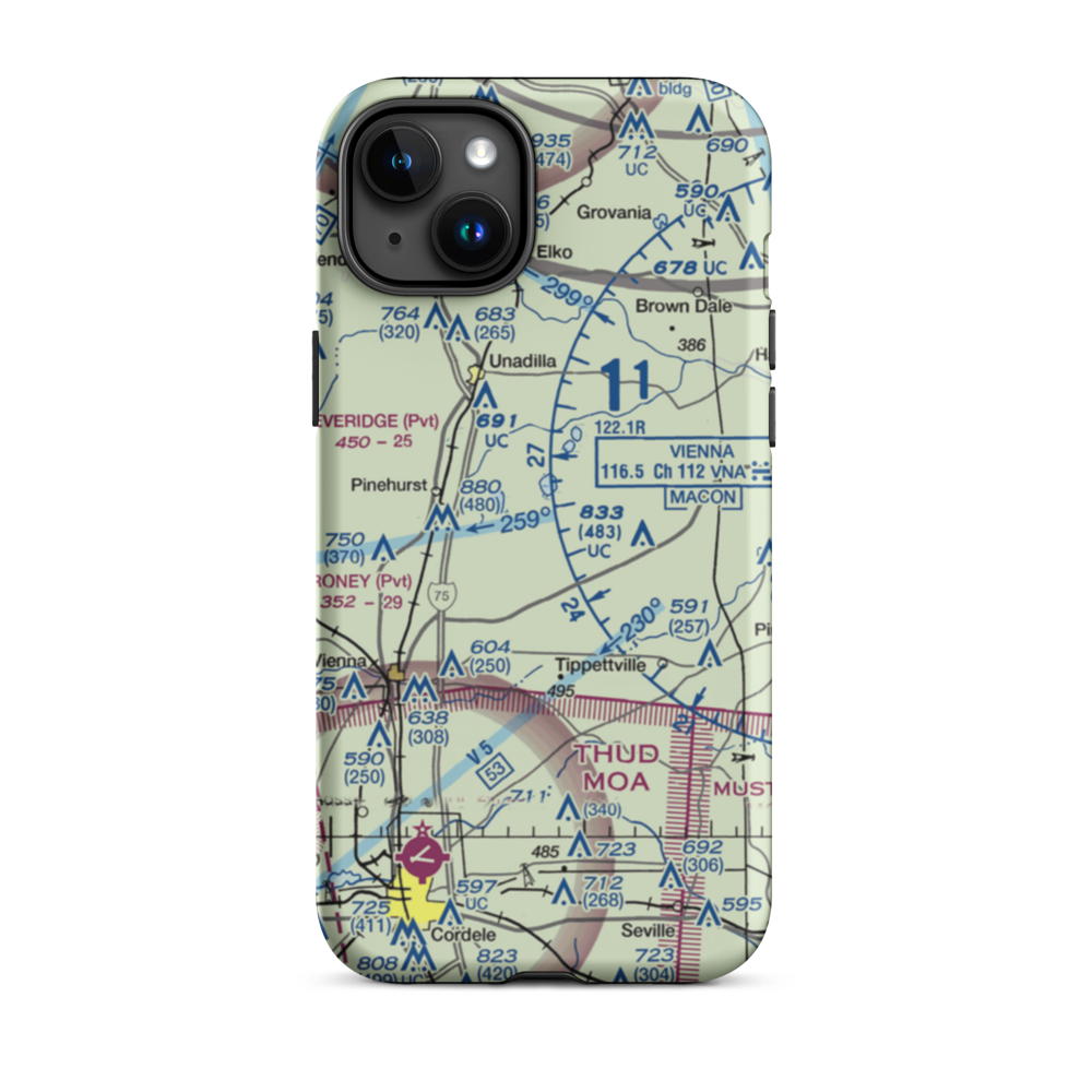 A & C AG Aviation Inc (CHAN) VFR Sectional  Tough iPhone Case iPhone 15 Plus model shown