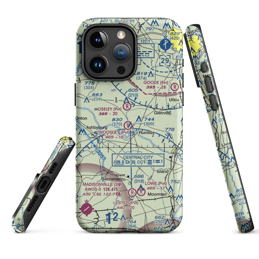 A & L Airport (96KY) VFR Sectional  Tough iPhone Case iPhone 15 Pro Max model shown