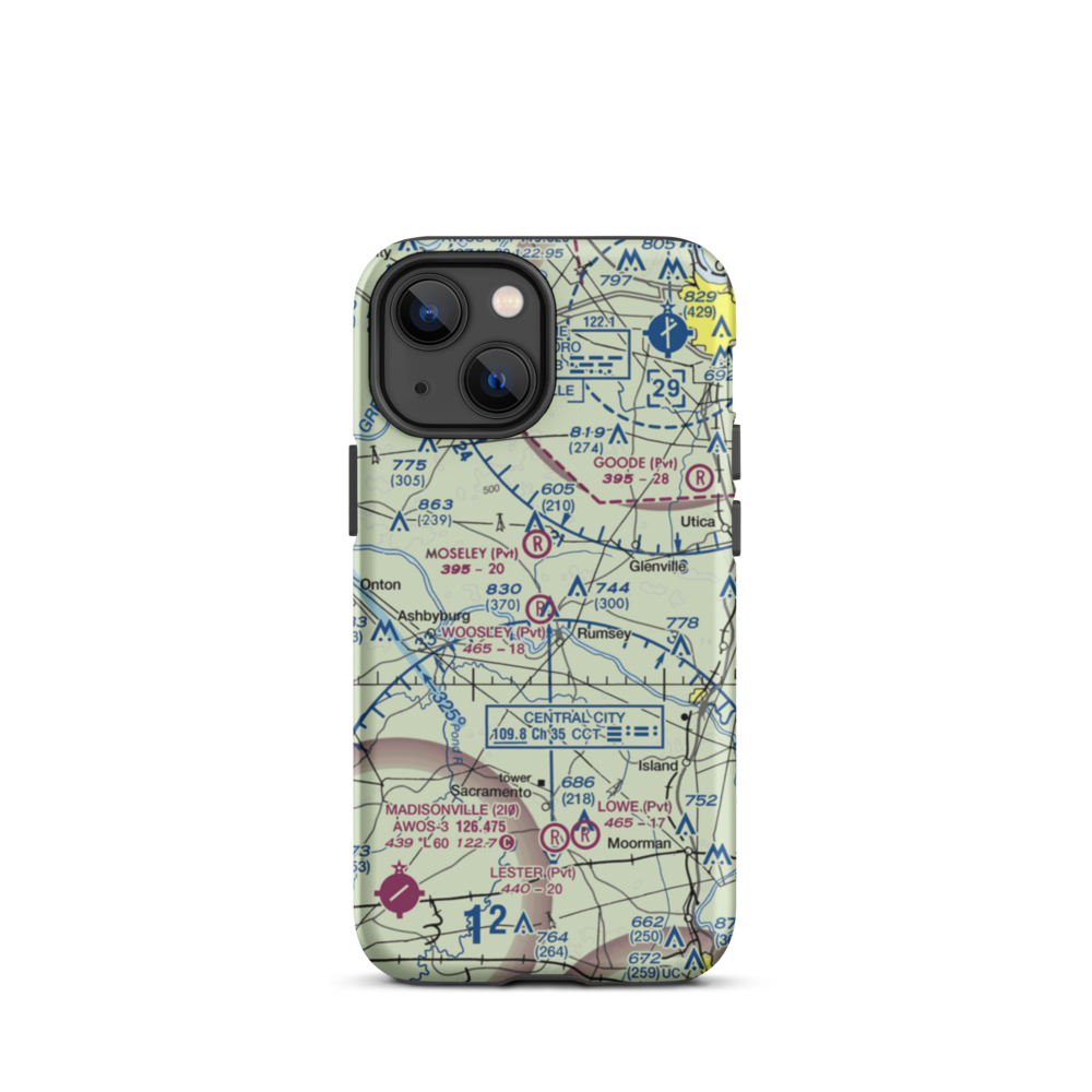 A & L Airport (96KY) VFR Sectional  Tough iPhone Case iPhone 13 mini model shown