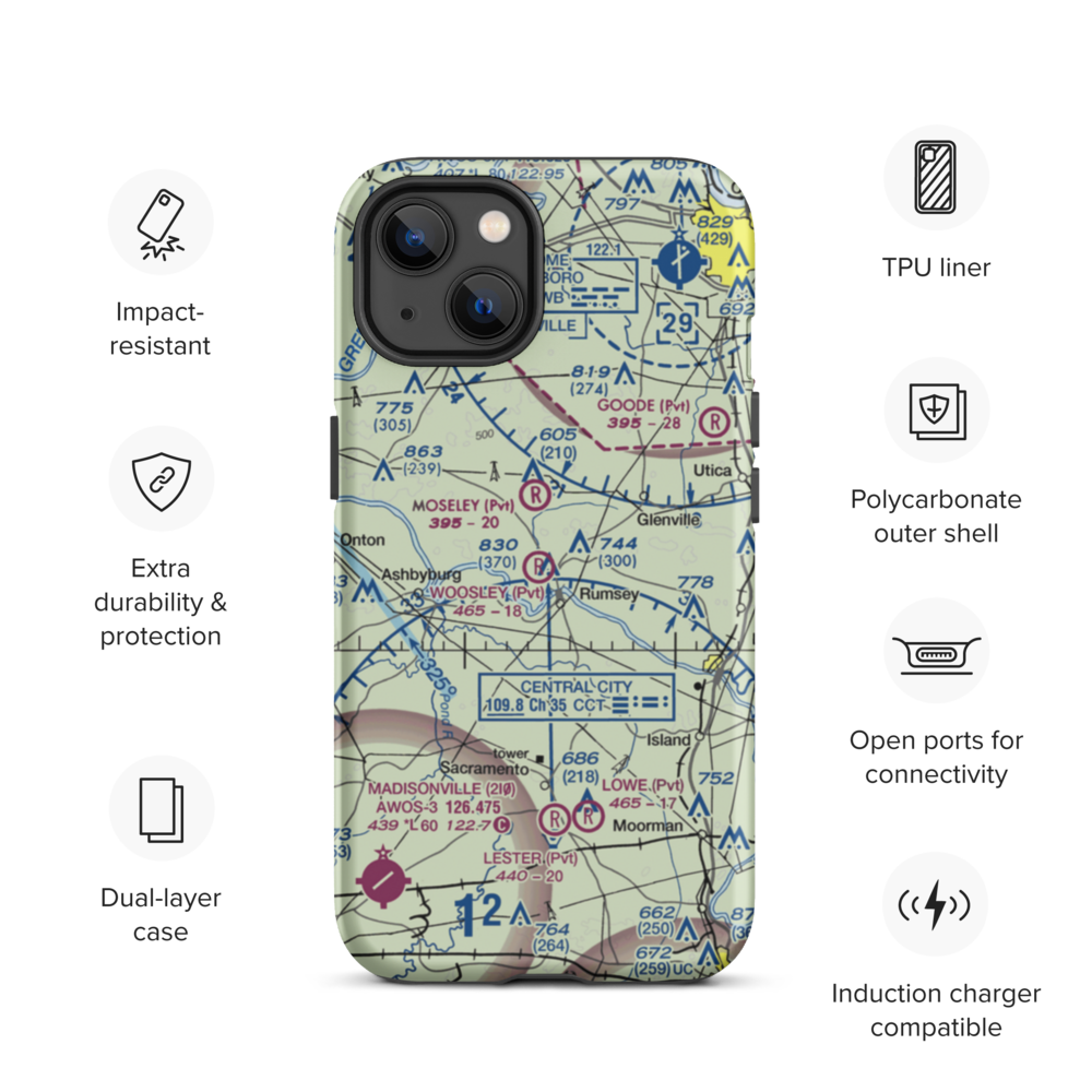 A & L Airport (96KY) VFR Sectional  Tough iPhone Case iPhone 13 model shown