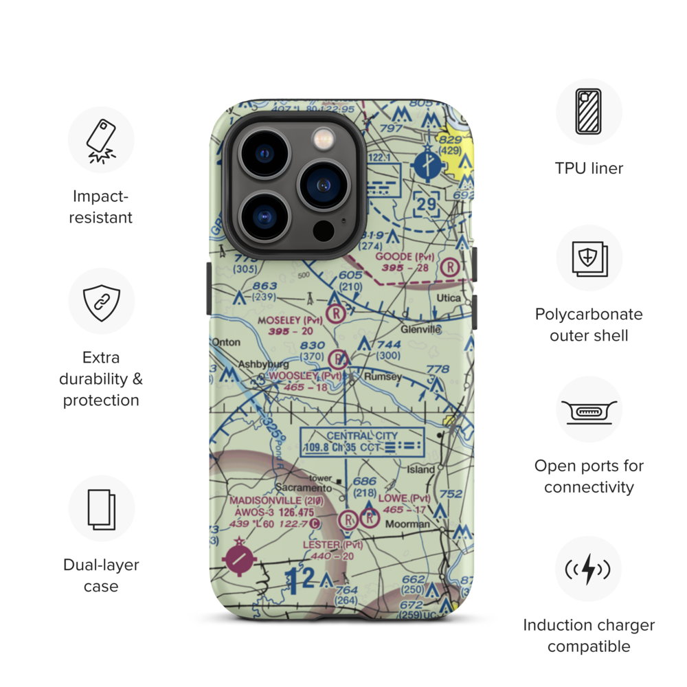 A & L Airport (96KY) VFR Sectional  Tough iPhone Case iPhone 13 Pro model shown