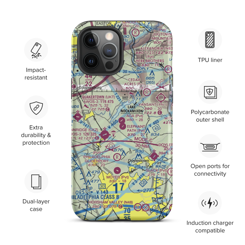 A G A Farms Airport (61PN) VFR Sectional  Tough iPhone Case iPhone 12 Pro Max model shown
