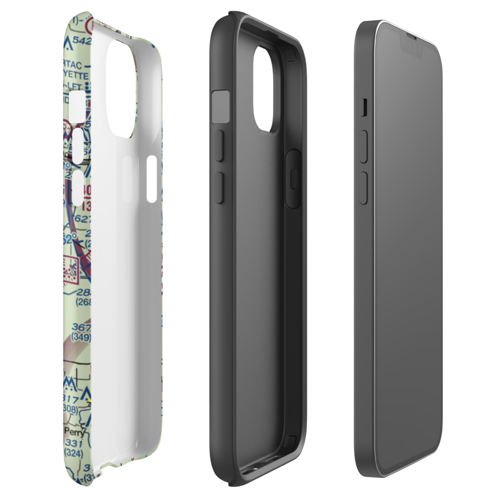 A J Patrol Airport (LS09) VFR Sectional  Tough iPhone Case iPhone 14 Plus model shown