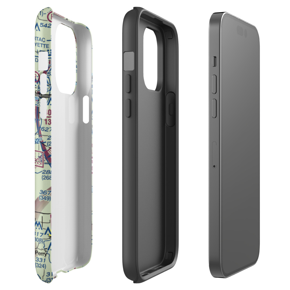 A J Patrol Airport (LS09) VFR Sectional  Tough iPhone Case iPhone 14 Pro Max model shown