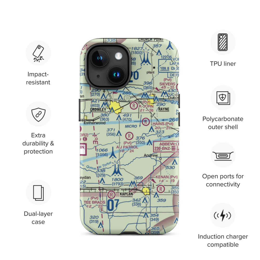 A J Patrol Airport (LS09) VFR Sectional  Tough iPhone Case iPhone 15 model shown