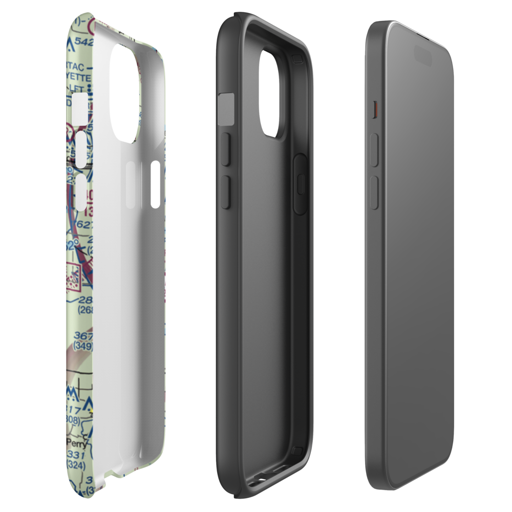 A J Patrol Airport (LS09) VFR Sectional  Tough iPhone Case iPhone 15 Plus model shown