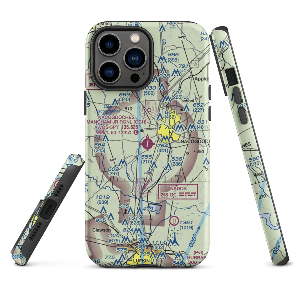 A L Mangham Jr. Regional Airport (OCH) VFR Sectional  Tough iPhone Case iPhone 13 Pro Max model shown