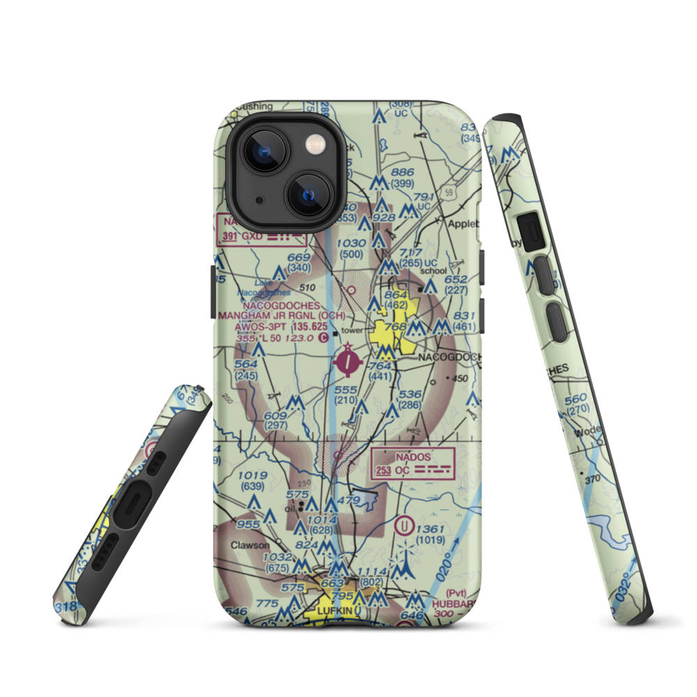 A L Mangham Jr. Regional Airport (OCH) VFR Sectional  Tough iPhone Case iPhone 13 model shown