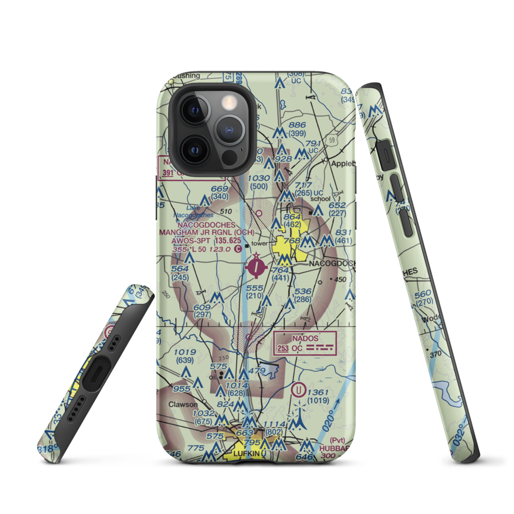 A L Mangham Jr. Regional Airport (OCH) VFR Sectional  Tough iPhone Case iPhone 12 Pro model shown
