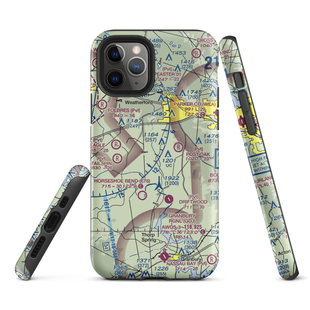 A M I G O For Christ Airport (2TA9) VFR Sectional  Tough iPhone Case iPhone 11 Pro model shown