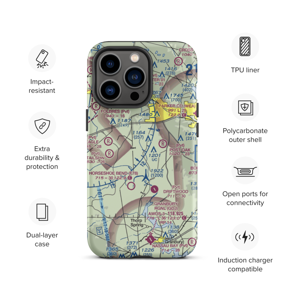 A M I G O For Christ Airport (2TA9) VFR Sectional  Tough iPhone Case iPhone 13 Pro model shown