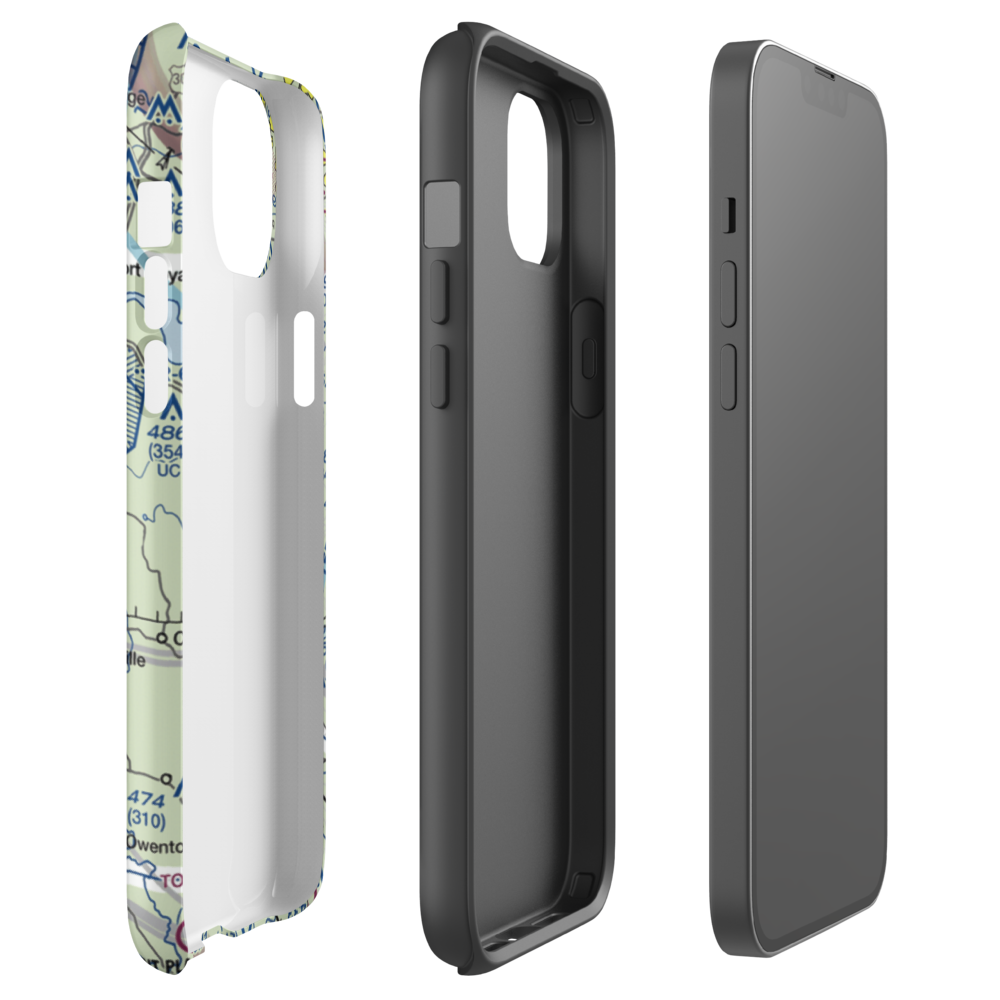 A P Hill AAF (Fort A P Hill) Airport (APH) VFR Sectional  Tough iPhone Case iPhone 14 Plus model shown