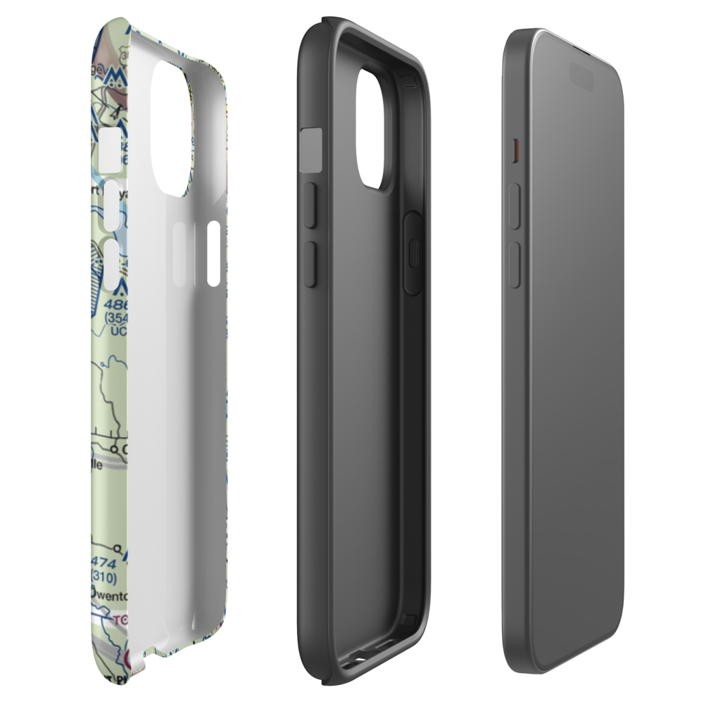 A P Hill AAF (Fort A P Hill) Airport (APH) VFR Sectional  Tough iPhone Case iPhone 15 Plus model shown