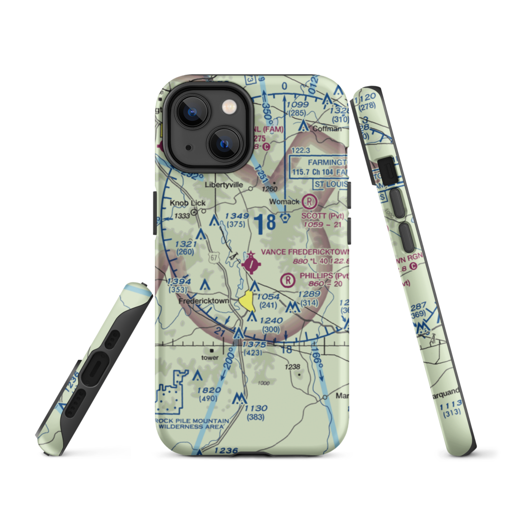 A Paul Vance Fredericktown Regional Airport (H88) VFR Sectional  Tough iPhone Case iPhone 14 model shown