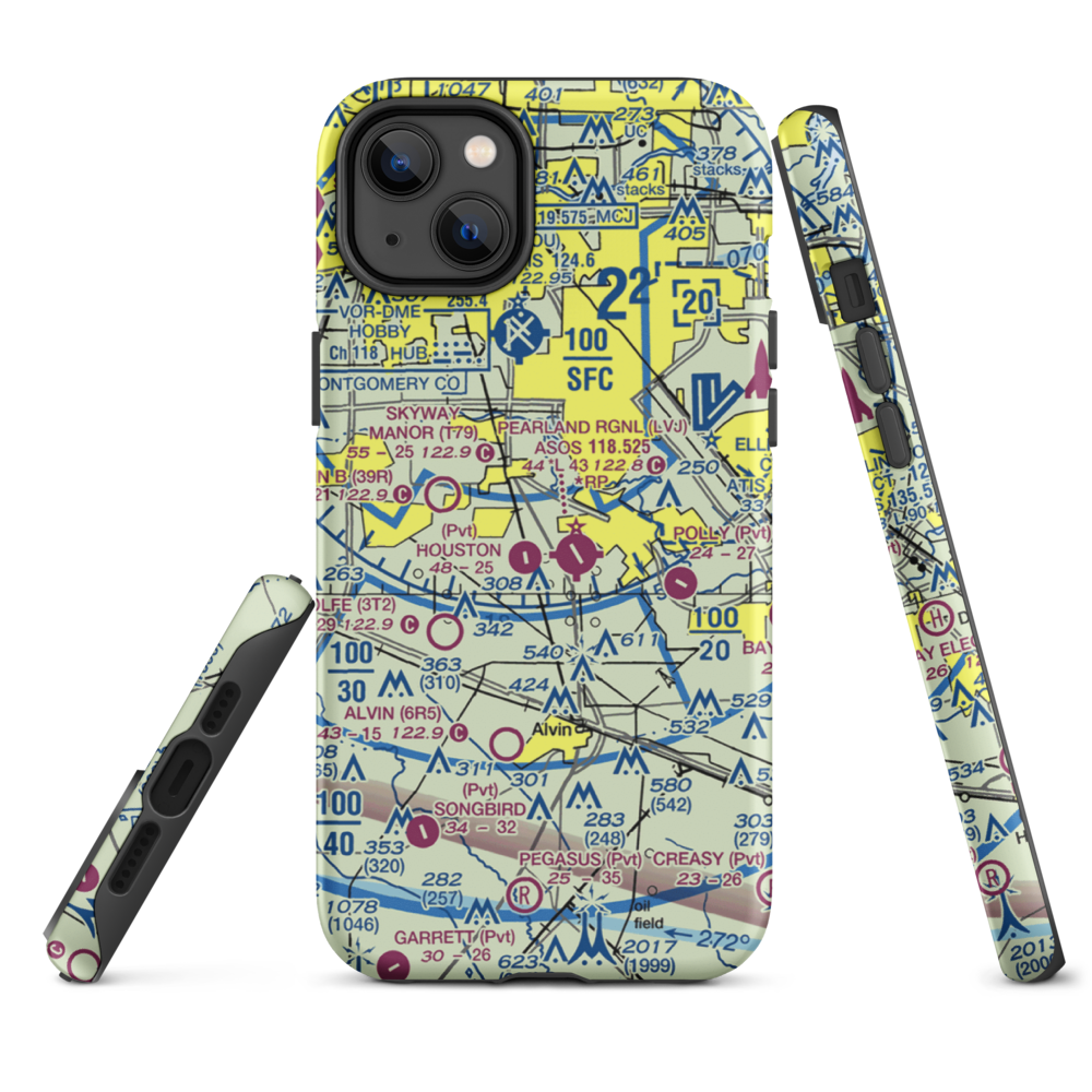 A&A Flying Service Airport (XS39) VFR Sectional  Tough iPhone Case iPhone 14 Plus model shown
