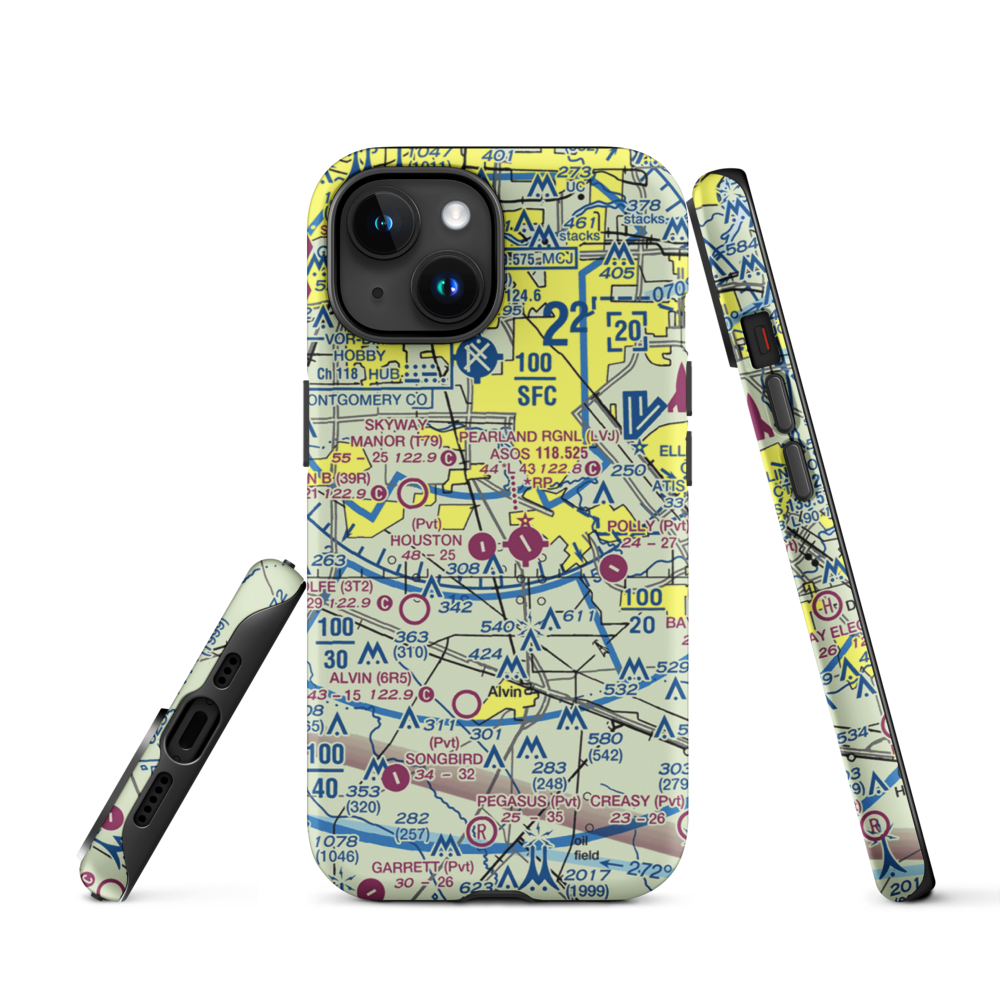 A&A Flying Service Airport (XS39) VFR Sectional  Tough iPhone Case iPhone 15 model shown