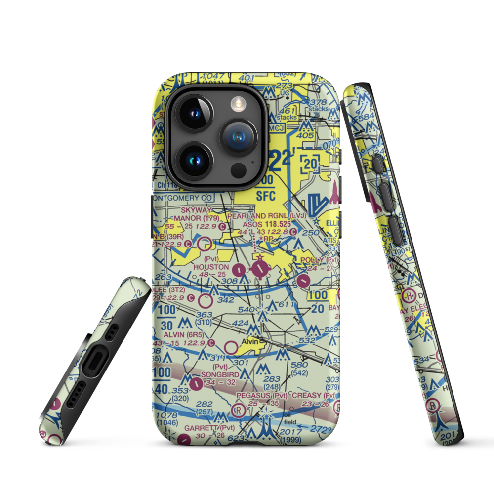 A&A Flying Service Airport (XS39) VFR Sectional  Tough iPhone Case iPhone 15 Pro model shown