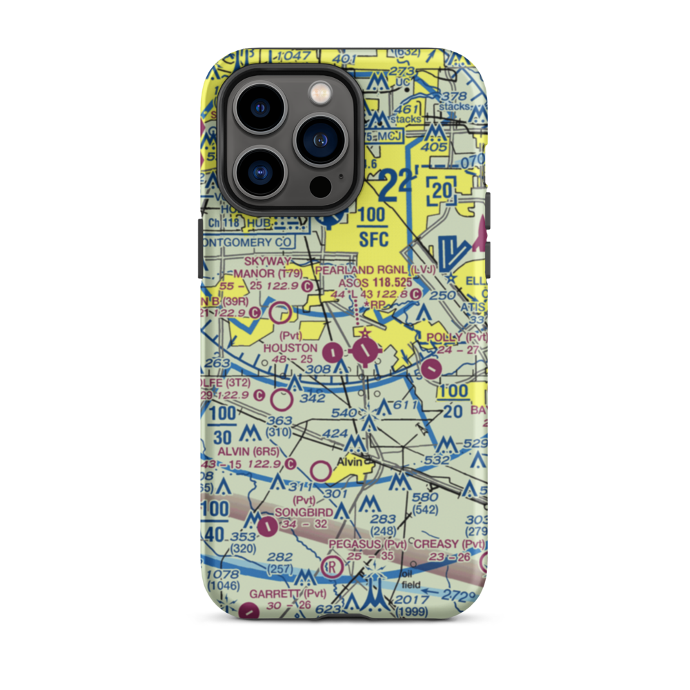 A&A Flying Service Airport (XS39) VFR Sectional  Tough iPhone Case iPhone 14 Pro Max model shown