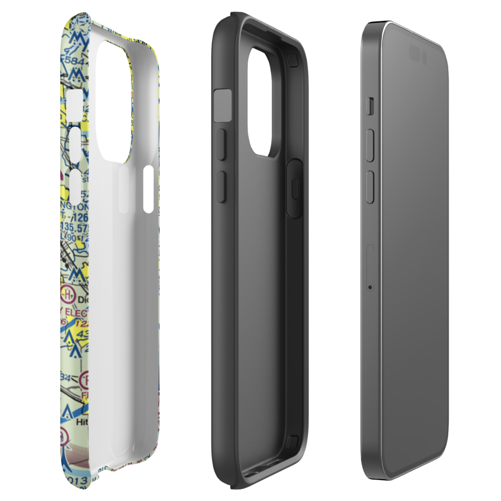 A&A Flying Service Airport (XS39) VFR Sectional  Tough iPhone Case iPhone 14 Pro Max model shown