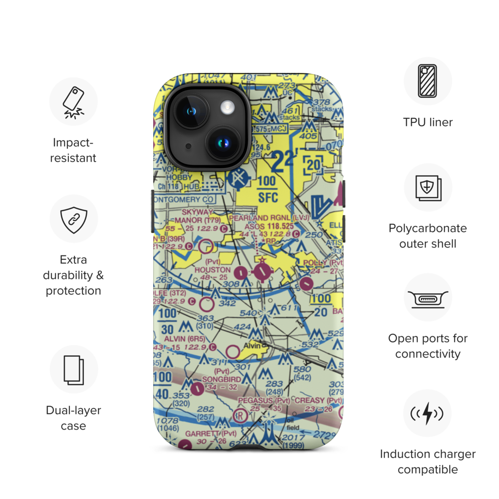 A&A Flying Service Airport (XS39) VFR Sectional  Tough iPhone Case iPhone 15 model shown