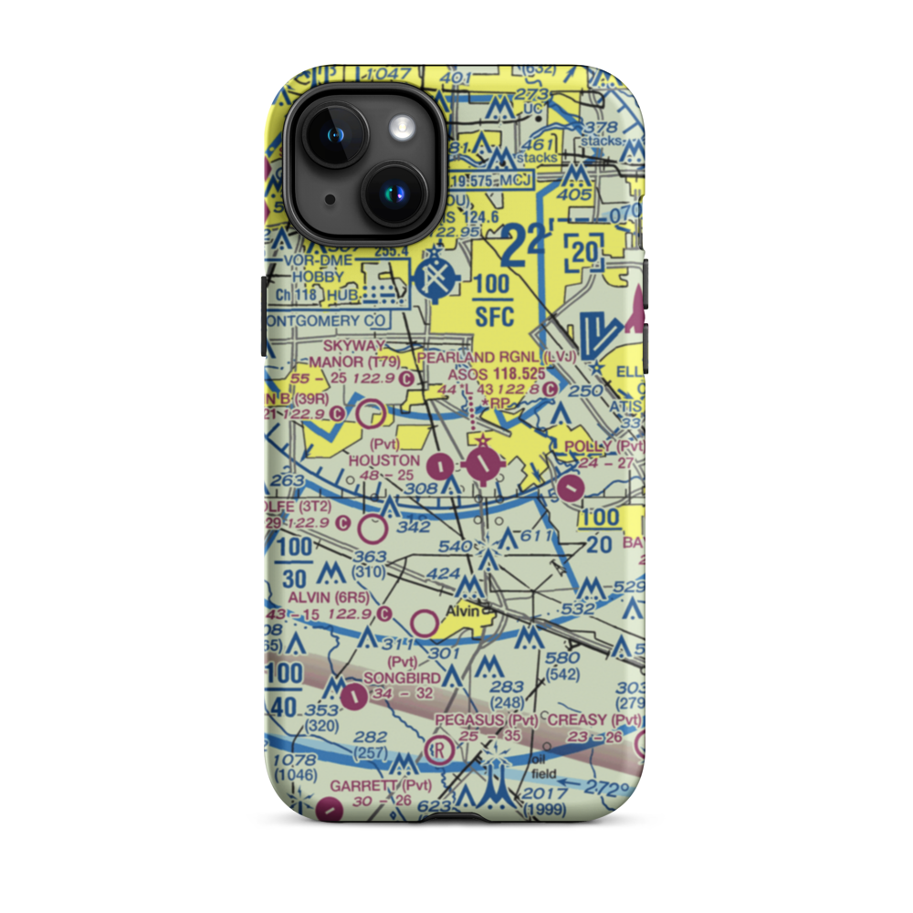 A&A Flying Service Airport (XS39) VFR Sectional  Tough iPhone Case iPhone 15 Plus model shown