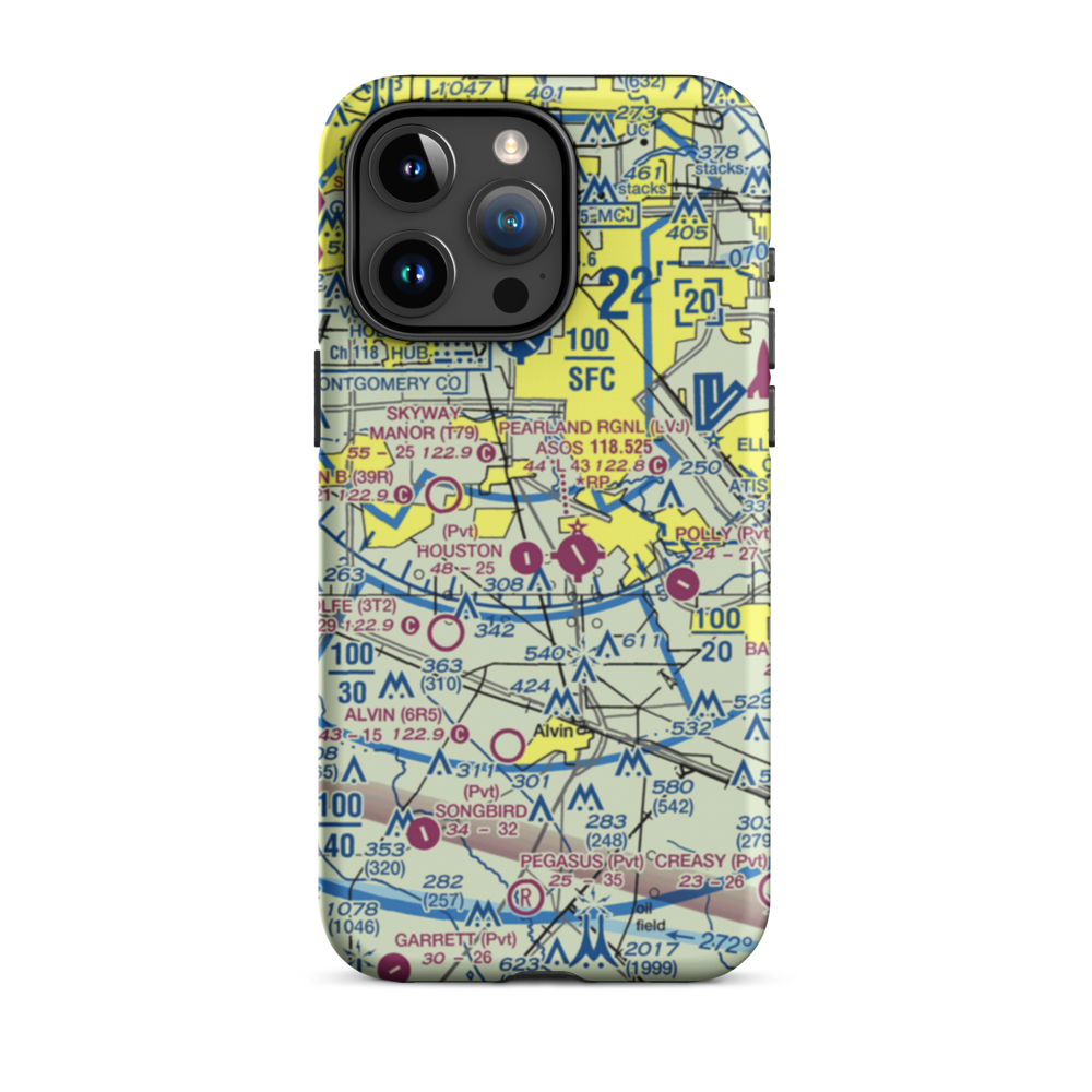 A&A Flying Service Airport (XS39) VFR Sectional  Tough iPhone Case iPhone 15 Pro Max model shown