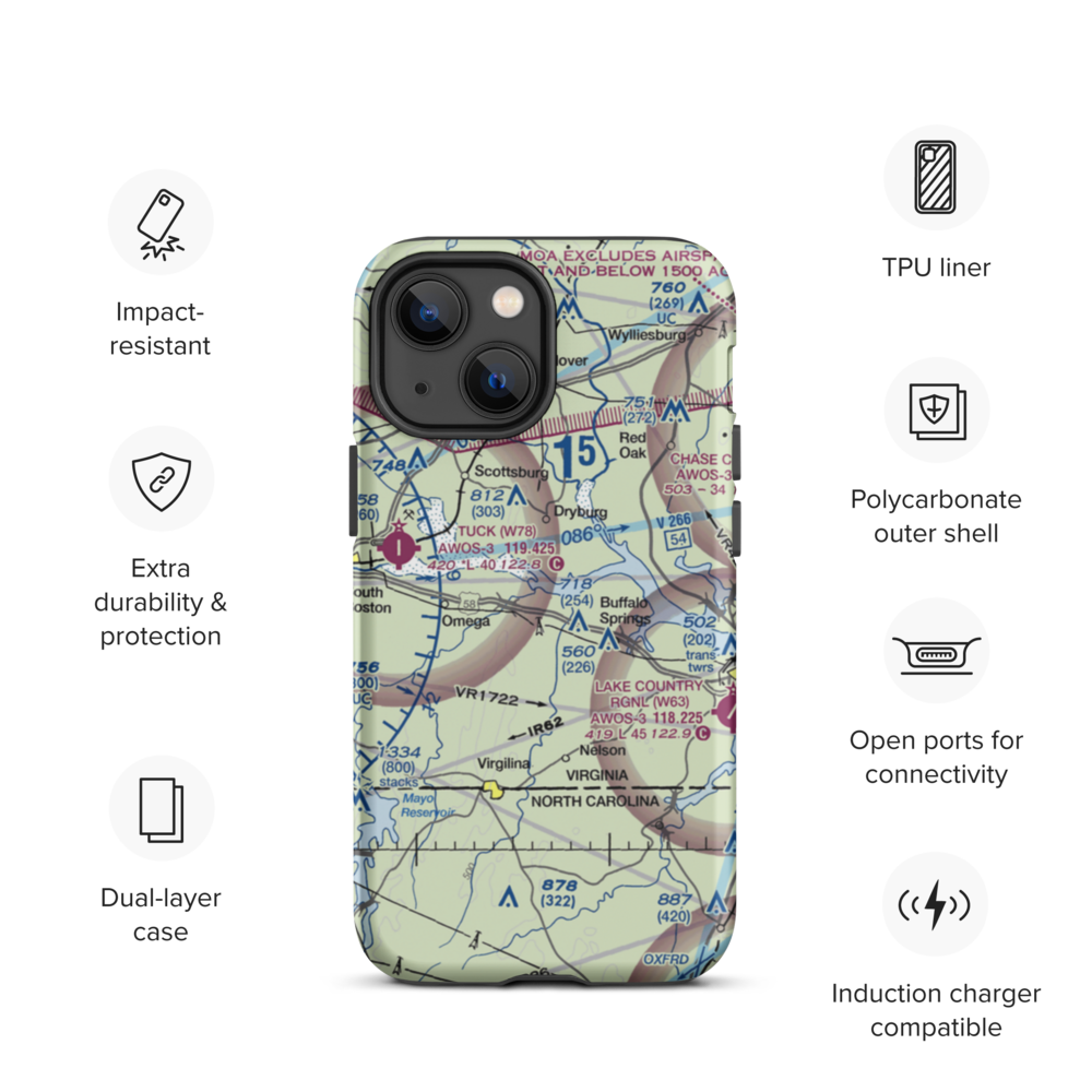 Aaron Penston Field (1VA7) VFR Sectional  Tough iPhone Case iPhone 13 mini model shown