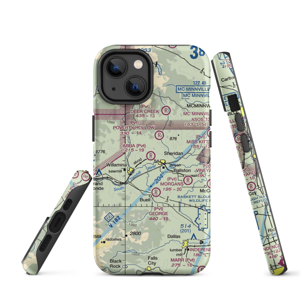 Abba's Airport (91OR) VFR Sectional  Tough iPhone Case iPhone 14 model shown