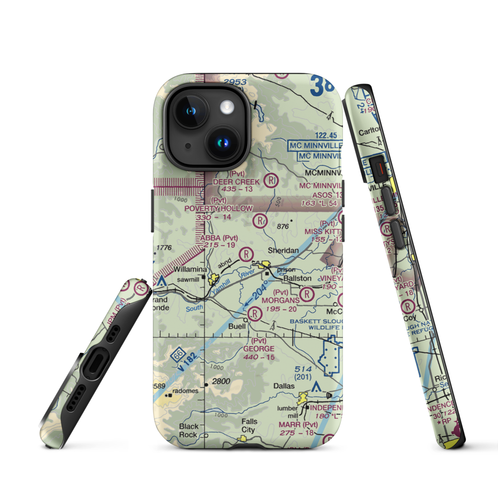 Abba's Airport (91OR) VFR Sectional  Tough iPhone Case iPhone 15 model shown