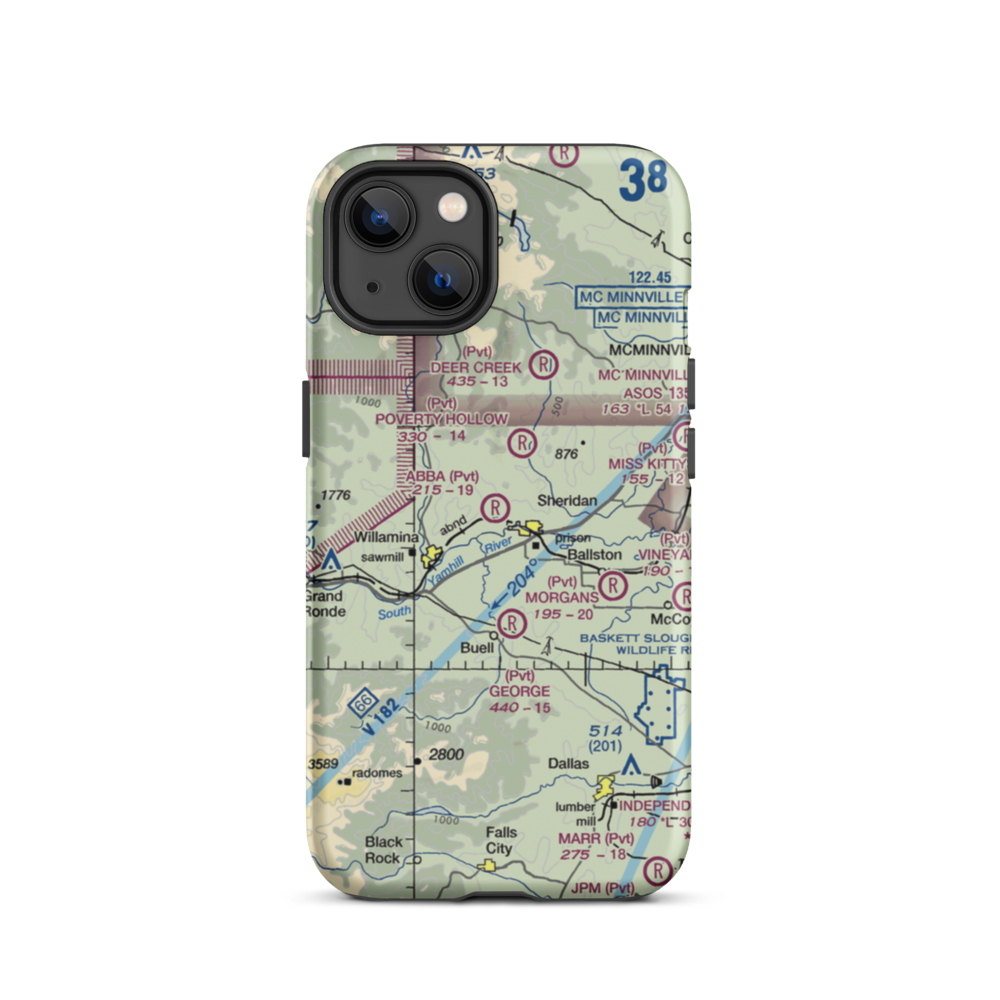 Abba's Airport (91OR) VFR Sectional  Tough iPhone Case iPhone 13 model shown