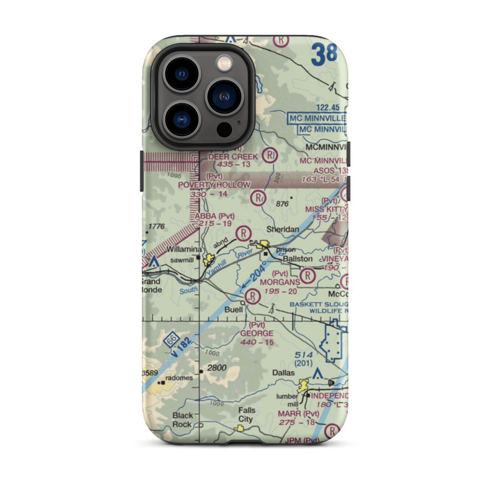 Abba's Airport (91OR) VFR Sectional  Tough iPhone Case iPhone 13 Pro Max model shown