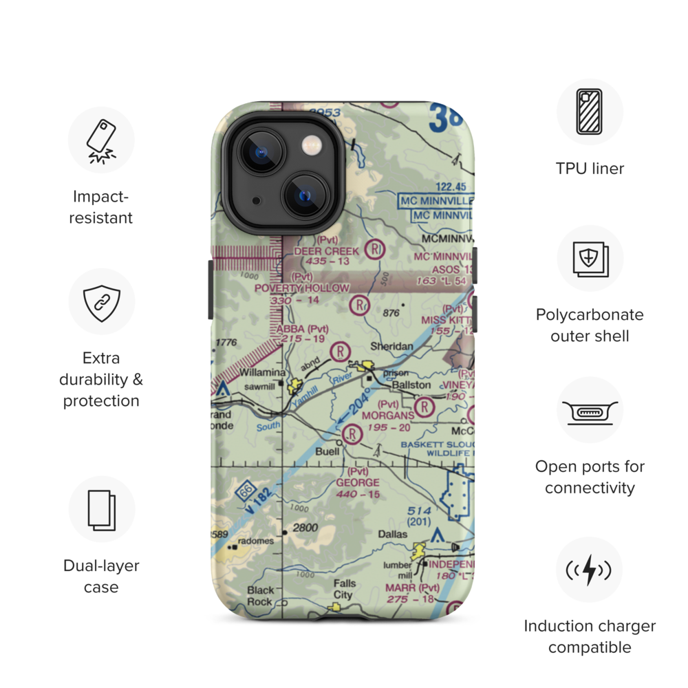 Abba's Airport (91OR) VFR Sectional  Tough iPhone Case iPhone 14 model shown