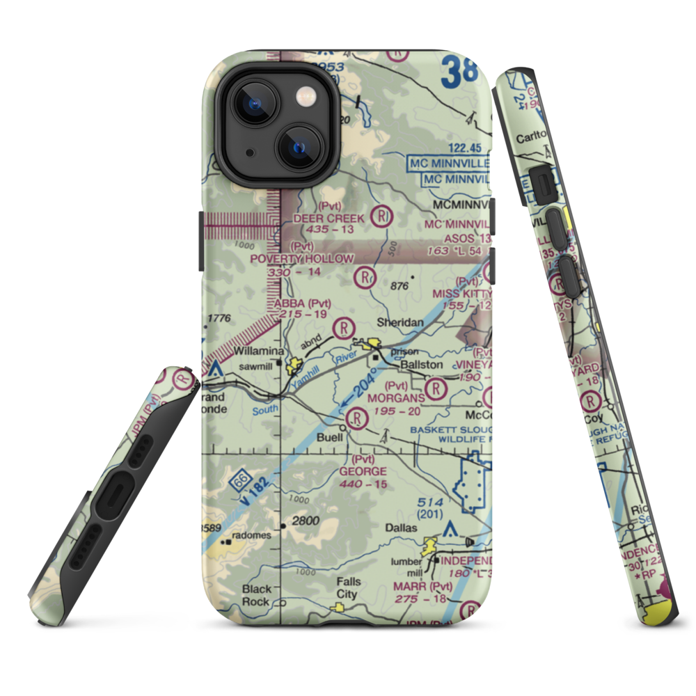 Abba's Airport (91OR) VFR Sectional  Tough iPhone Case iPhone 14 Plus model shown