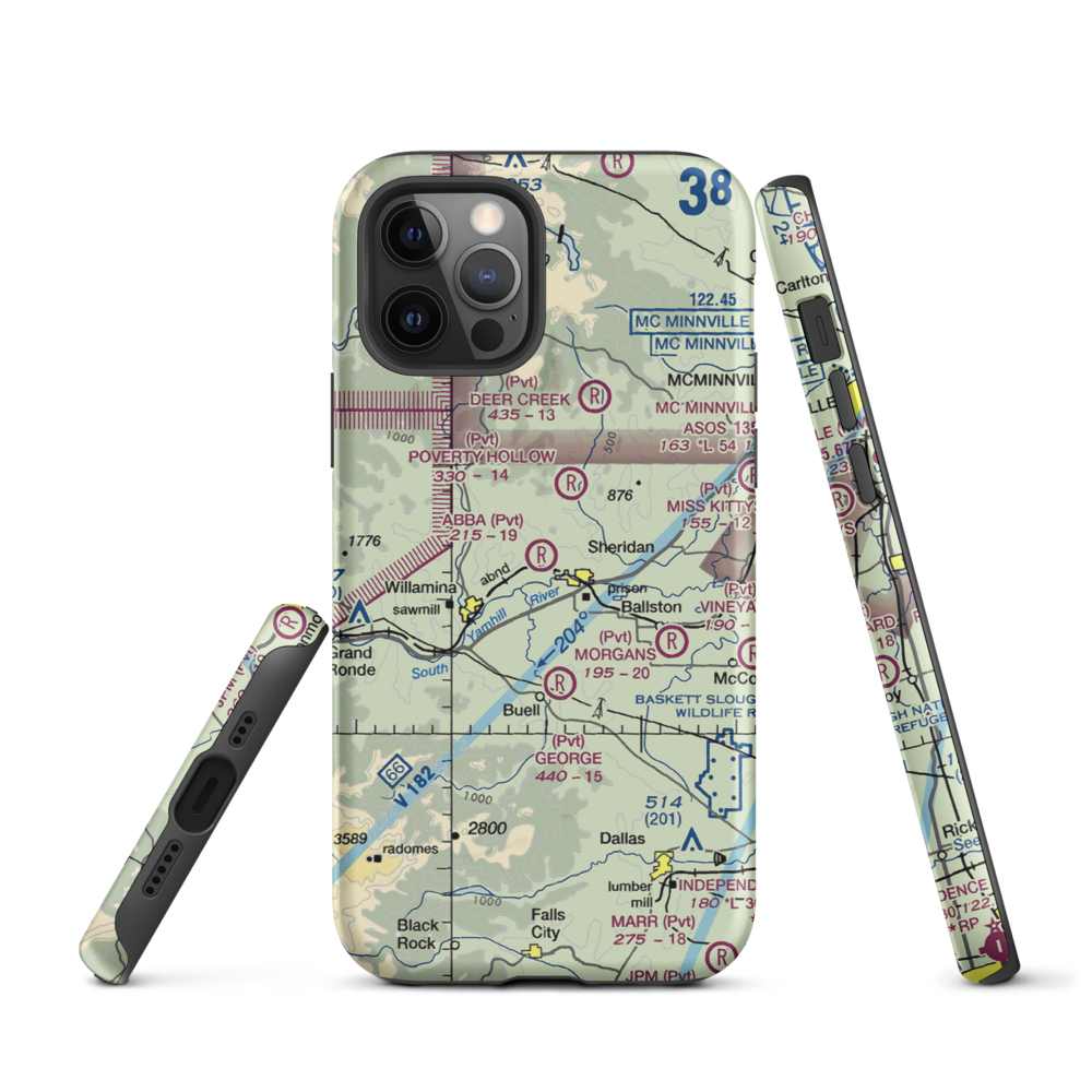 Abba's Airport (91OR) VFR Sectional  Tough iPhone Case iPhone 12 Pro model shown