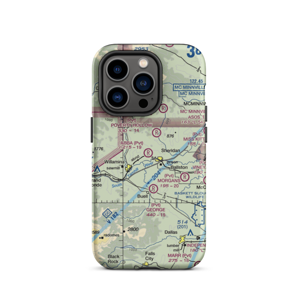 Abba's Airport (91OR) VFR Sectional  Tough iPhone Case iPhone 14 Pro model shown