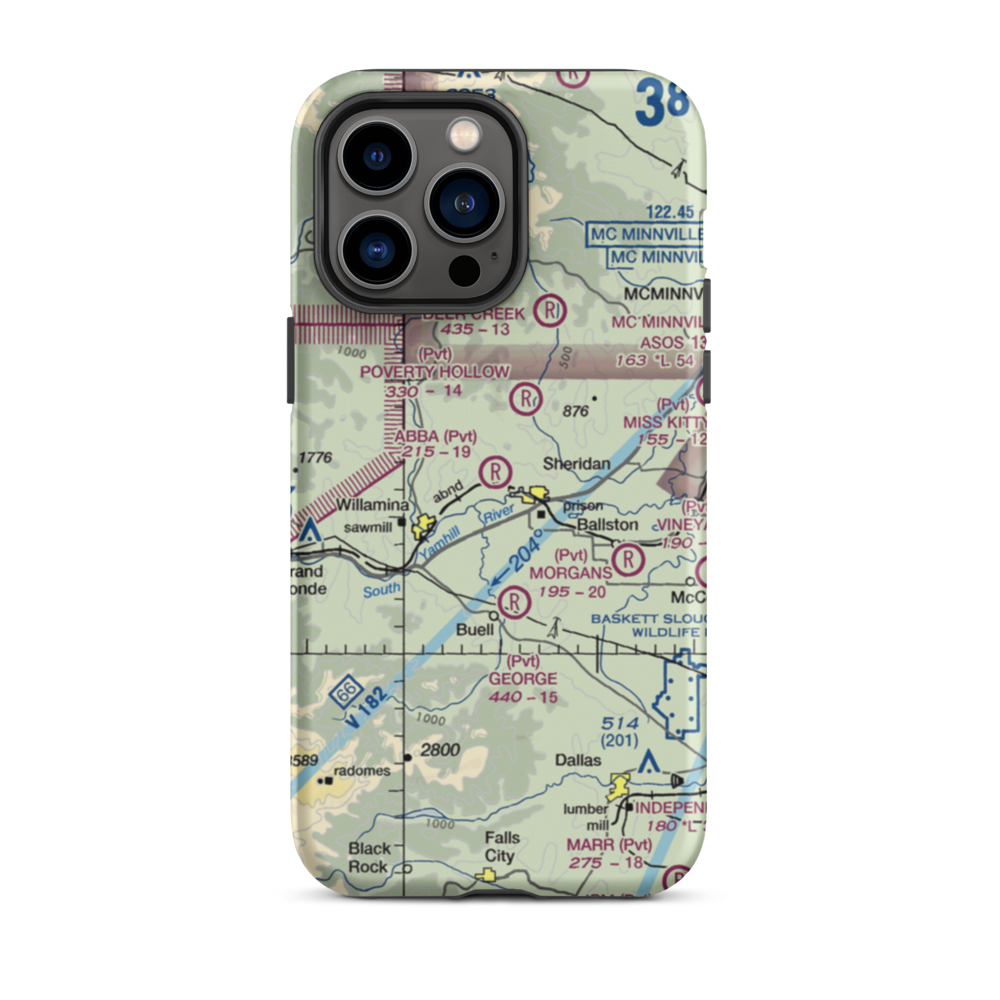 Abba's Airport (91OR) VFR Sectional  Tough iPhone Case iPhone 14 Pro Max model shown