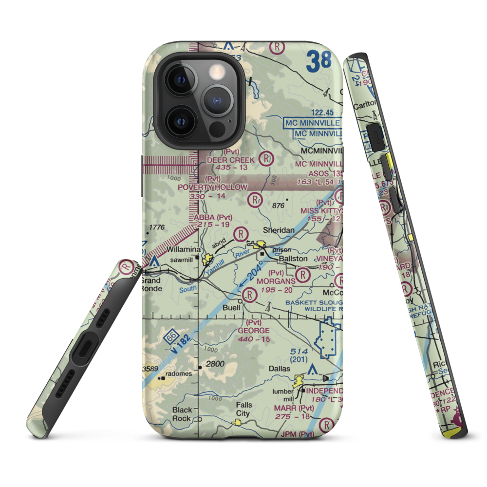 Abba's Airport (91OR) VFR Sectional  Tough iPhone Case iPhone 12 Pro Max model shown
