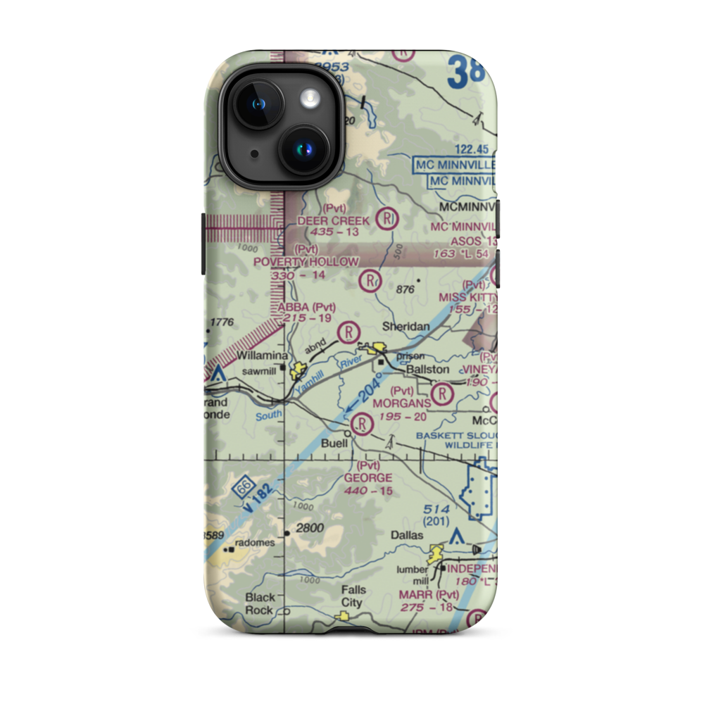 Abba's Airport (91OR) VFR Sectional  Tough iPhone Case iPhone 15 Plus model shown