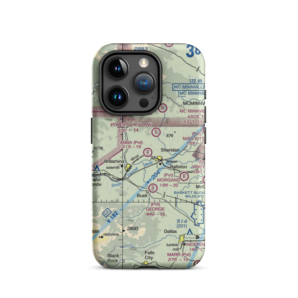 Abba's Airport (91OR) VFR Sectional  Tough iPhone Case iPhone 15 Pro model shown