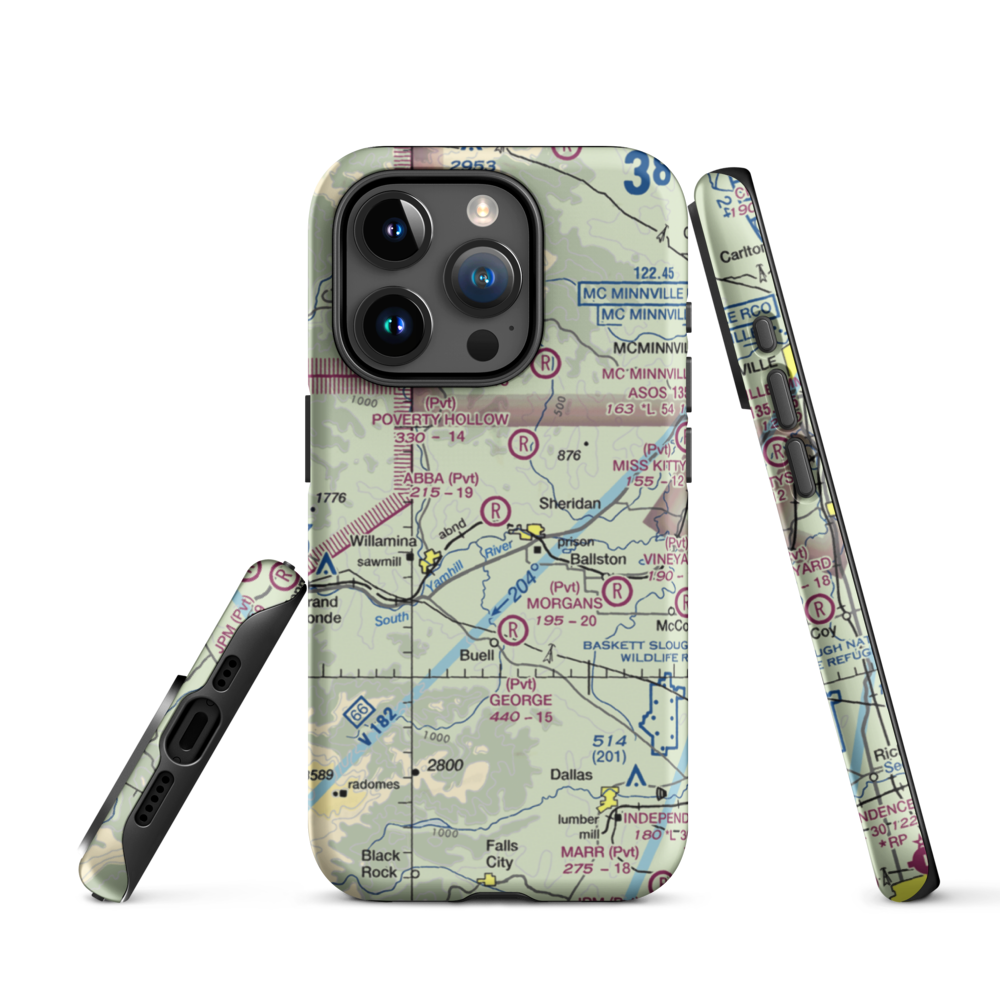 Abba's Airport (91OR) VFR Sectional  Tough iPhone Case iPhone 15 Pro model shown