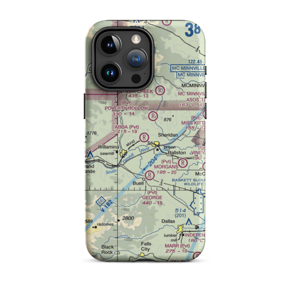 Abba's Airport (91OR) VFR Sectional  Tough iPhone Case iPhone 15 Pro Max model shown