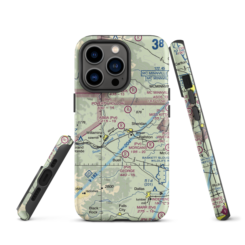 Abba's Airport (91OR) VFR Sectional  Tough iPhone Case iPhone 13 Pro model shown