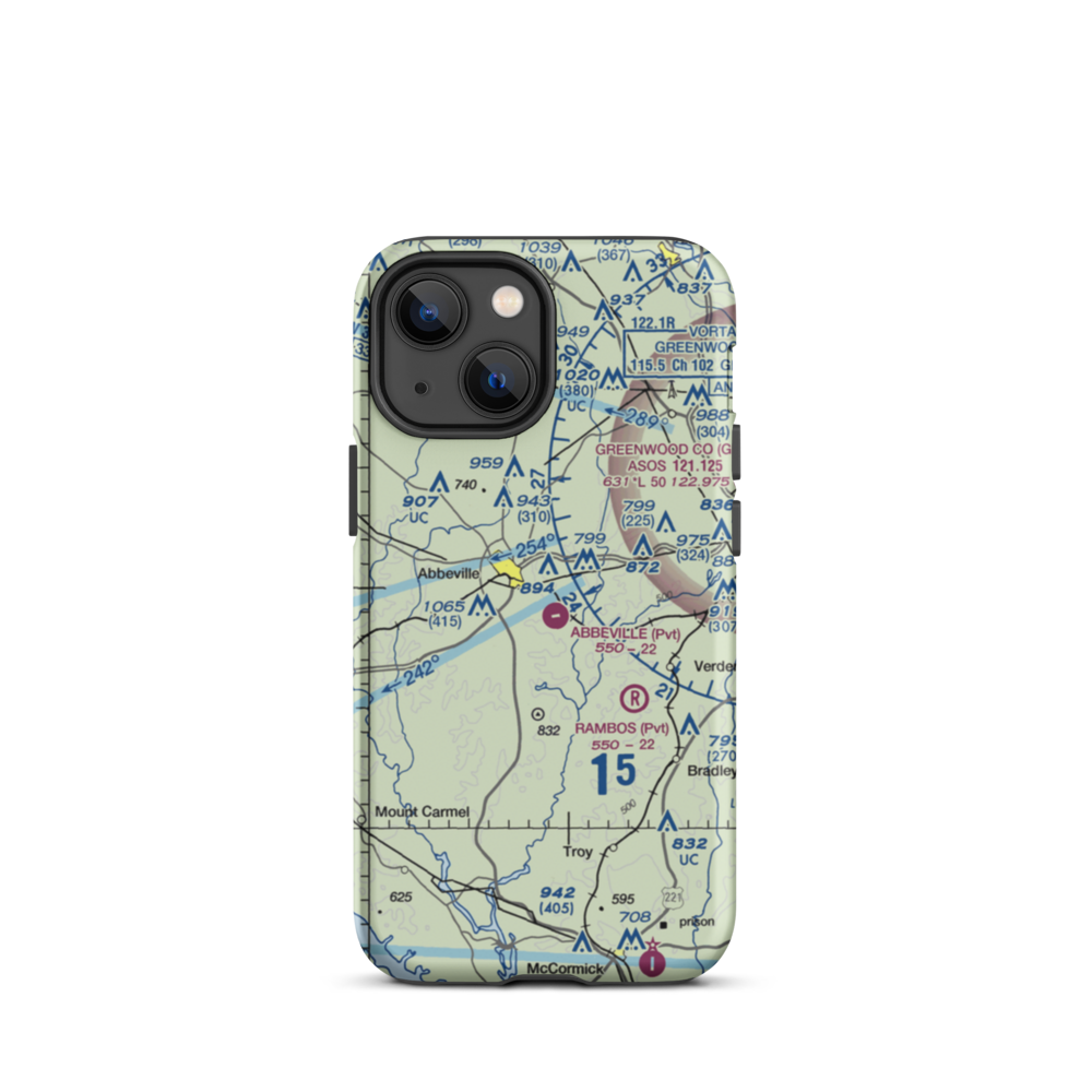 Abbeville Airport (SC81) VFR Sectional  Tough iPhone Case iPhone 13 mini model shown