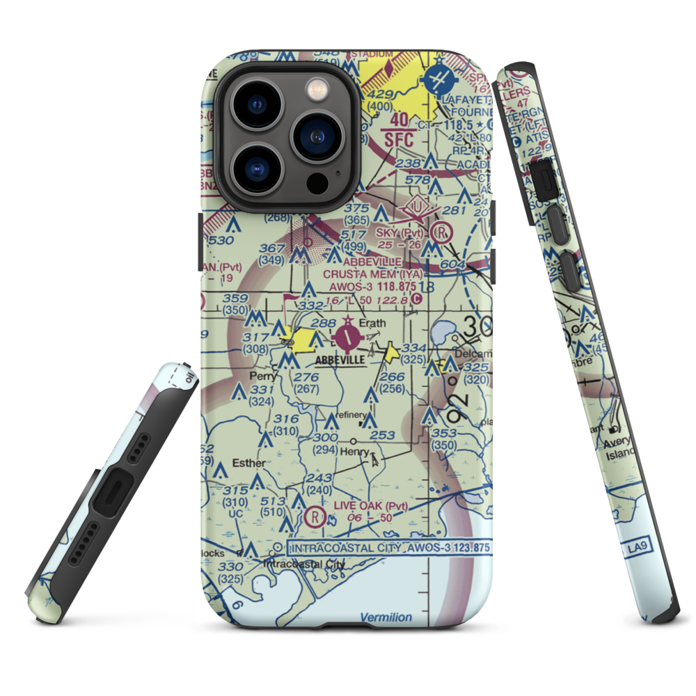 Abbeville Chris Crusta Memorial Airport (IYA) VFR Sectional  Tough iPhone Case iPhone 13 Pro Max model shown