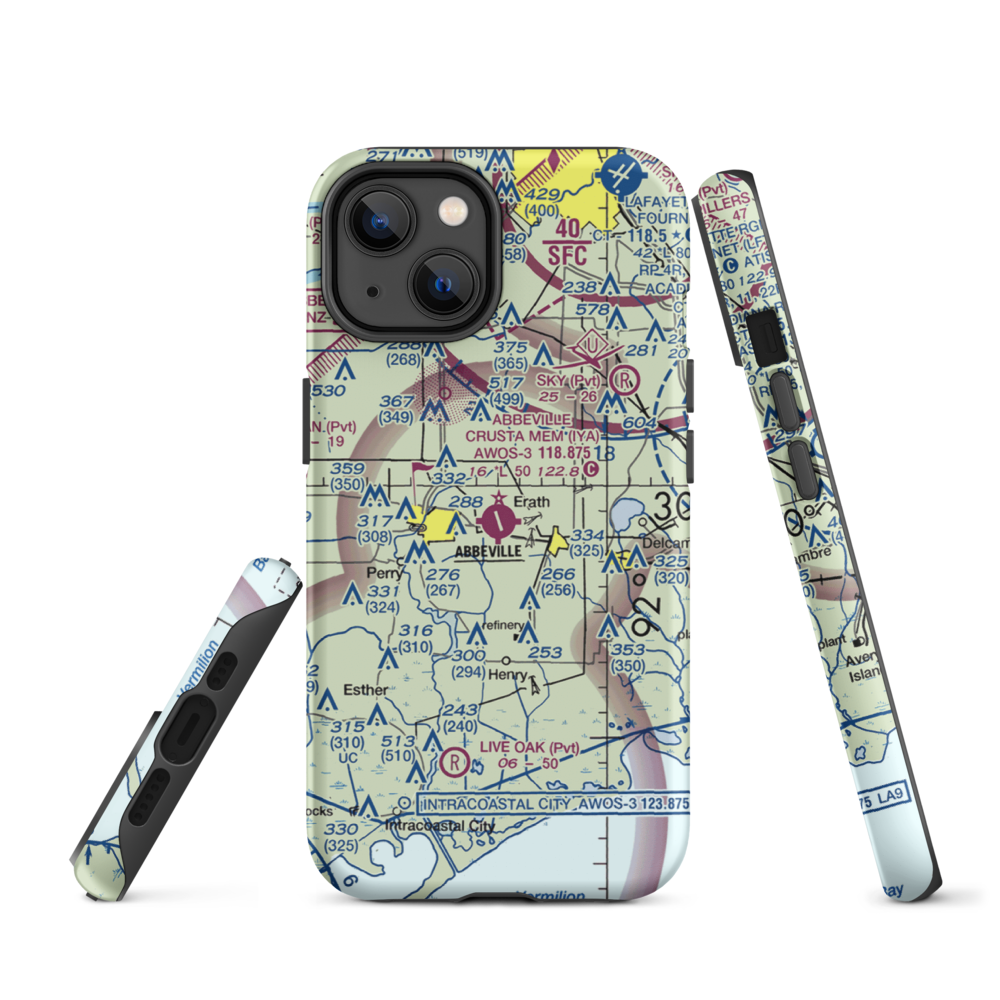 Abbeville Chris Crusta Memorial Airport (IYA) VFR Sectional  Tough iPhone Case iPhone 14 model shown