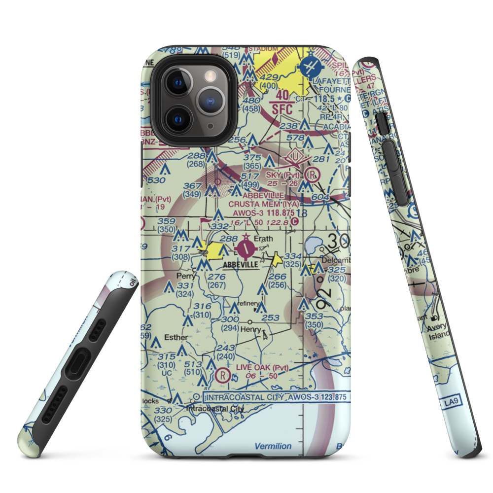 Abbeville Chris Crusta Memorial Airport (IYA) VFR Sectional  Tough iPhone Case iPhone 11 Pro Max model shown