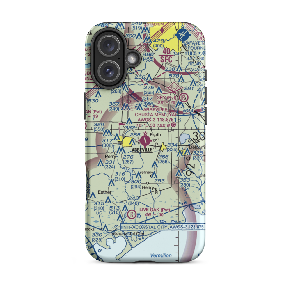 Abbeville Chris Crusta Memorial Airport (IYA) VFR Sectional  Tough iPhone Case iPhone 12 Pro model shown