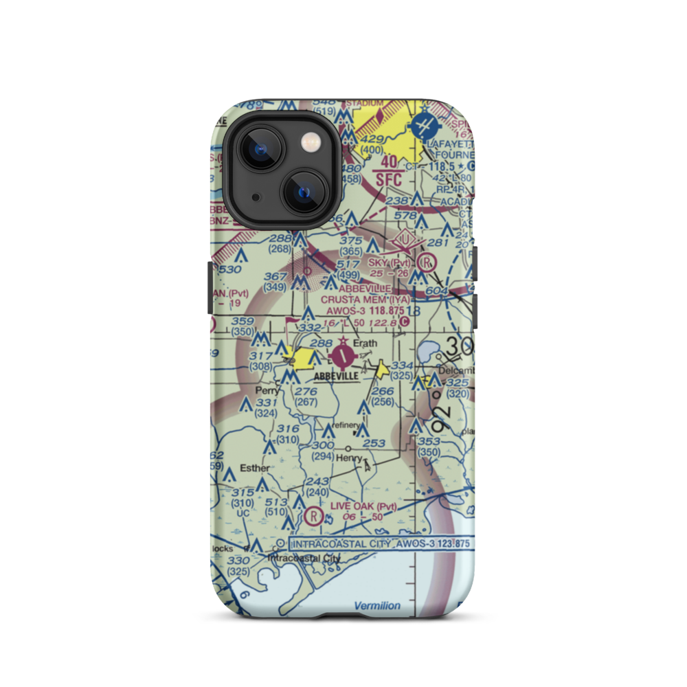 Abbeville Chris Crusta Memorial Airport (IYA) VFR Sectional  Tough iPhone Case iPhone 13 model shown