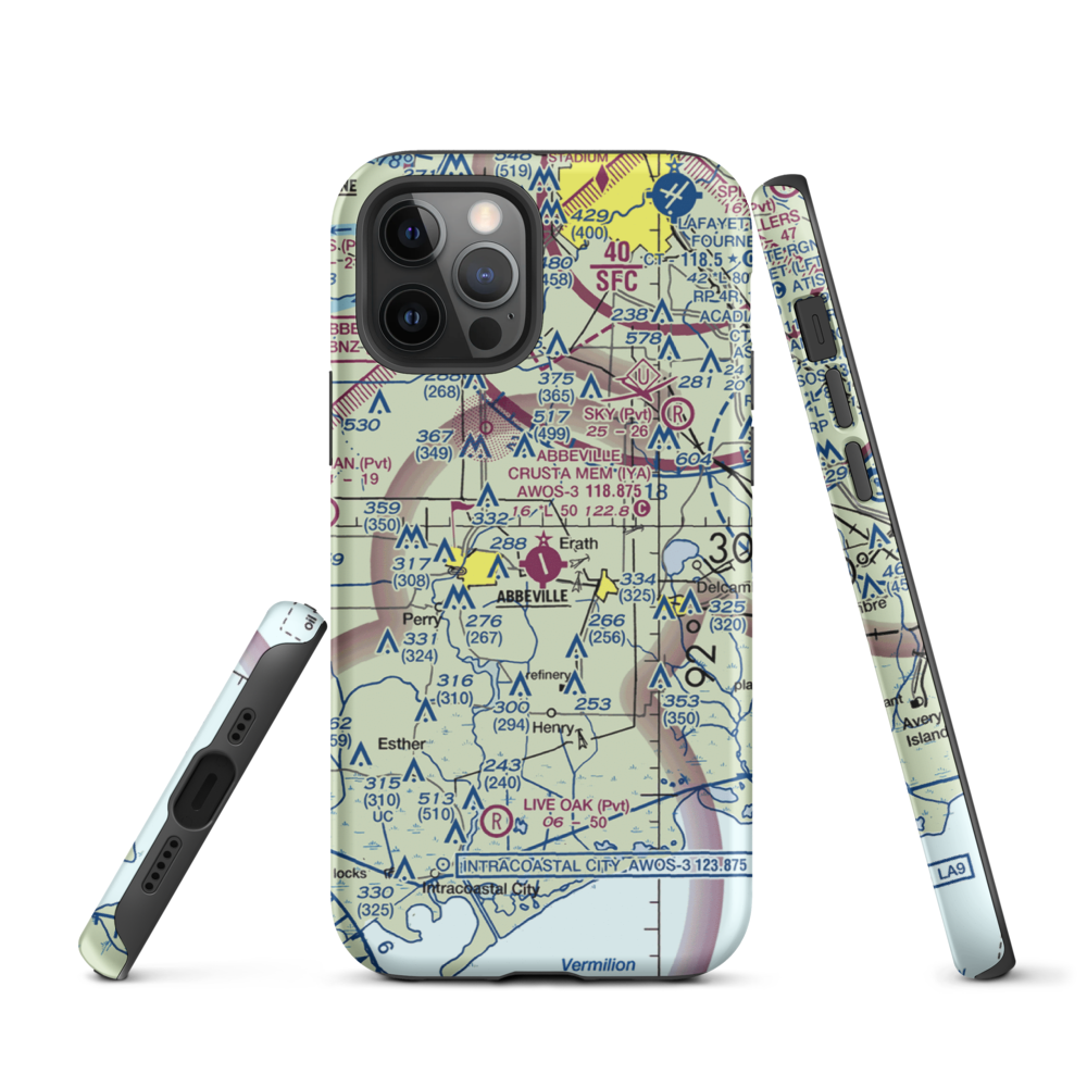 Abbeville Chris Crusta Memorial Airport (IYA) VFR Sectional  Tough iPhone Case iPhone 12 Pro model shown